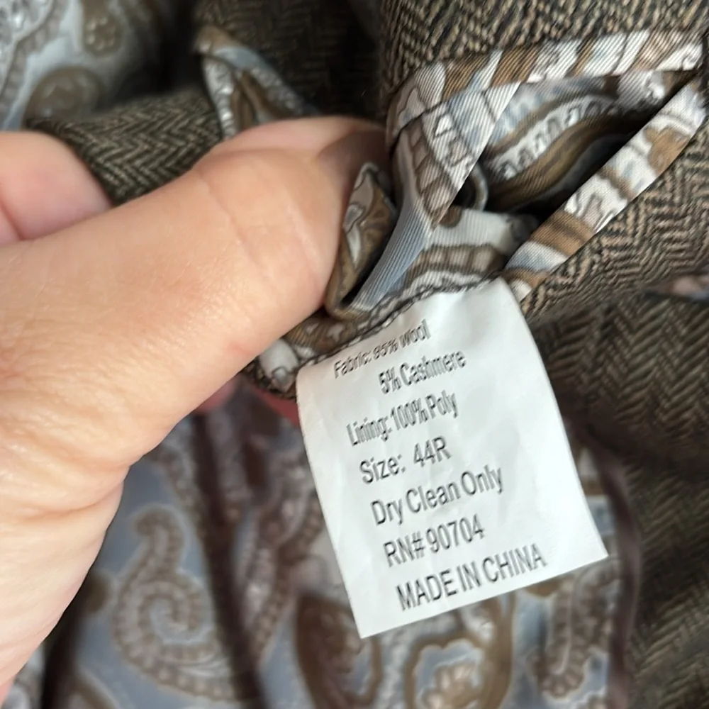 Alan Flusser Herringbone Wool Cashmere Blend Sport Coat 44R